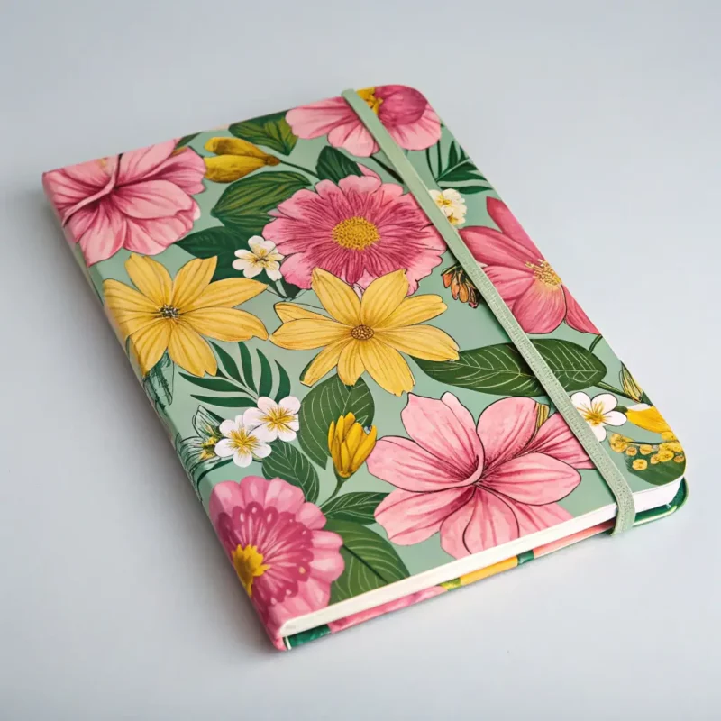Spiral Notebook with Floral Design