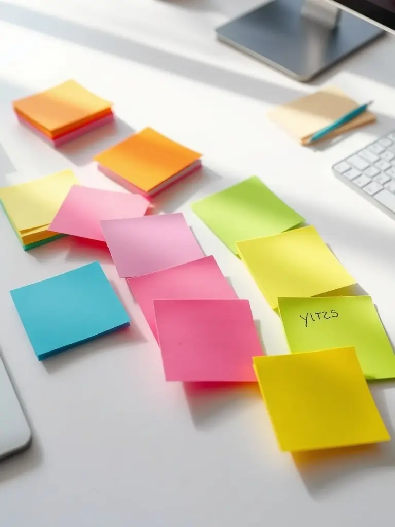 A collection of Kawaii sticky notes in various cute shapes and colors, featuring designs like animals, fruits, and flowers, perfect for adding a playful touch to your notes and reminders.